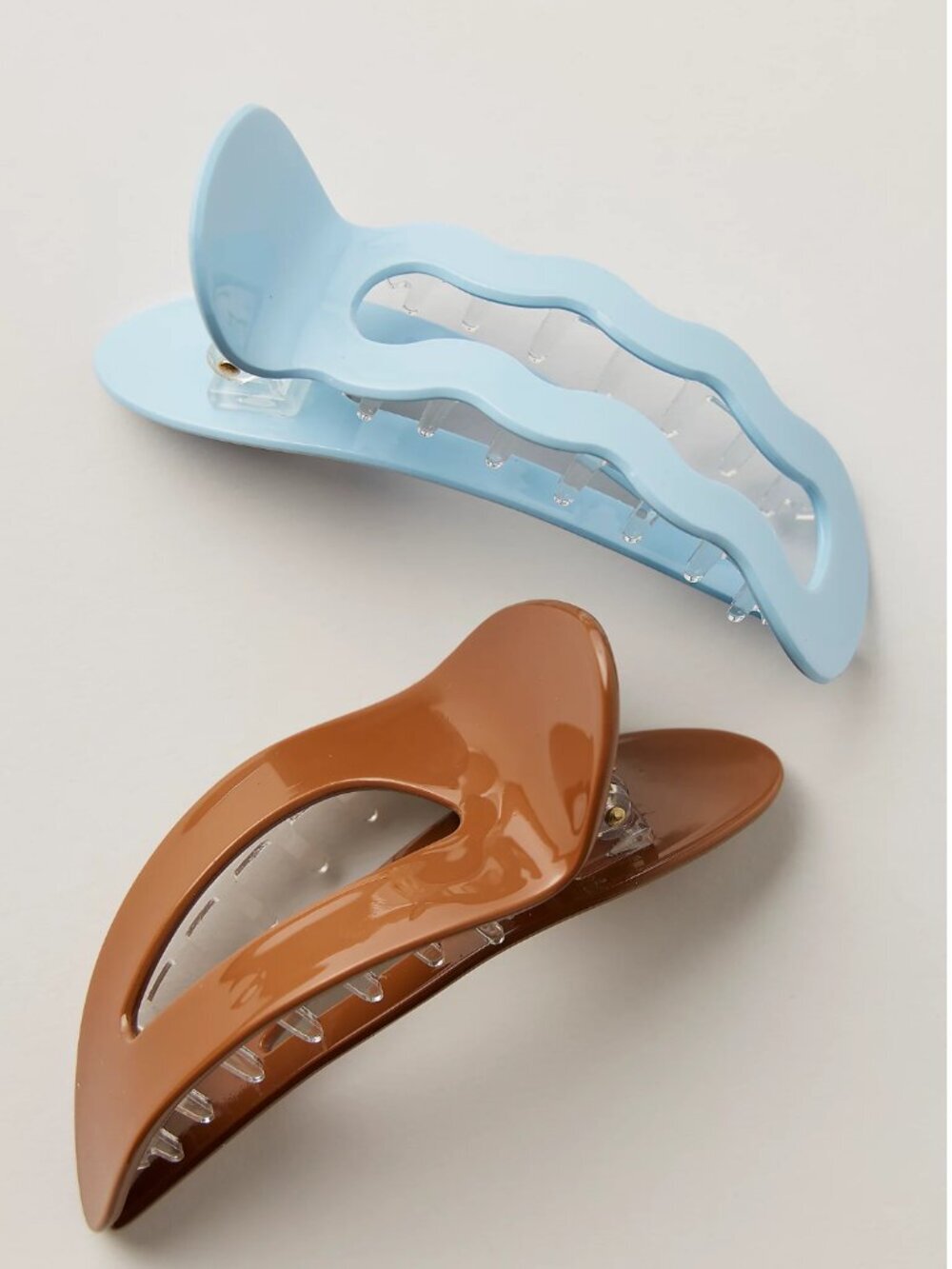 NWT Free People So Chic Flat Claw Set Of 2 in Saltwater/Between Brown